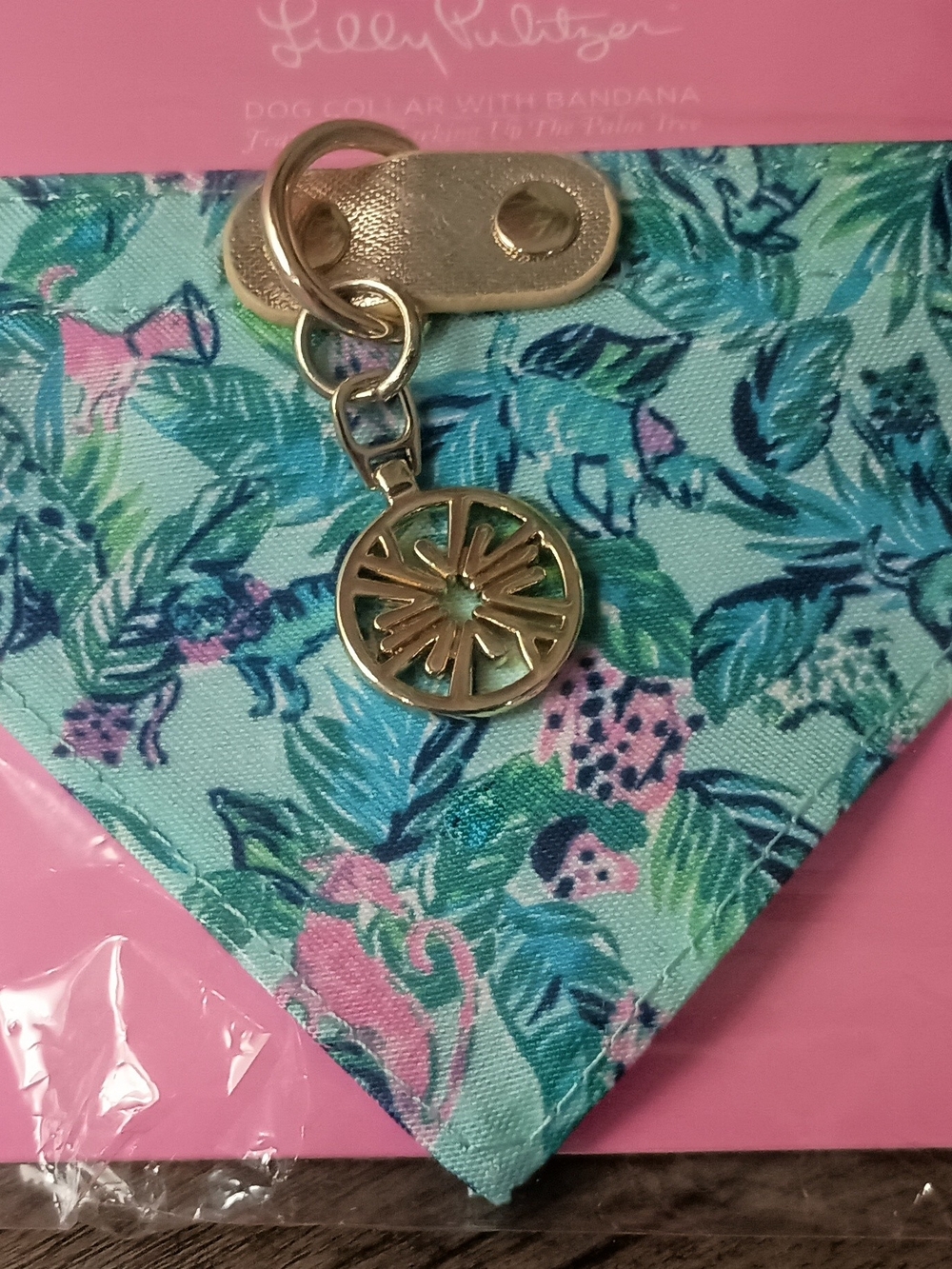 Lilly Pulitzer Floral Dog Bandana Collar - Aqua Pink - Picture 6 of 8